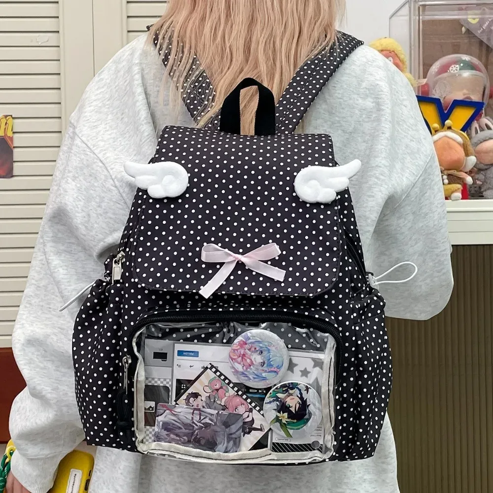 dot imprimer mochilas mujer doux arc épissé mochila cordon poches sac adolescentes sac à dos nouveaux ins sacs pour femme