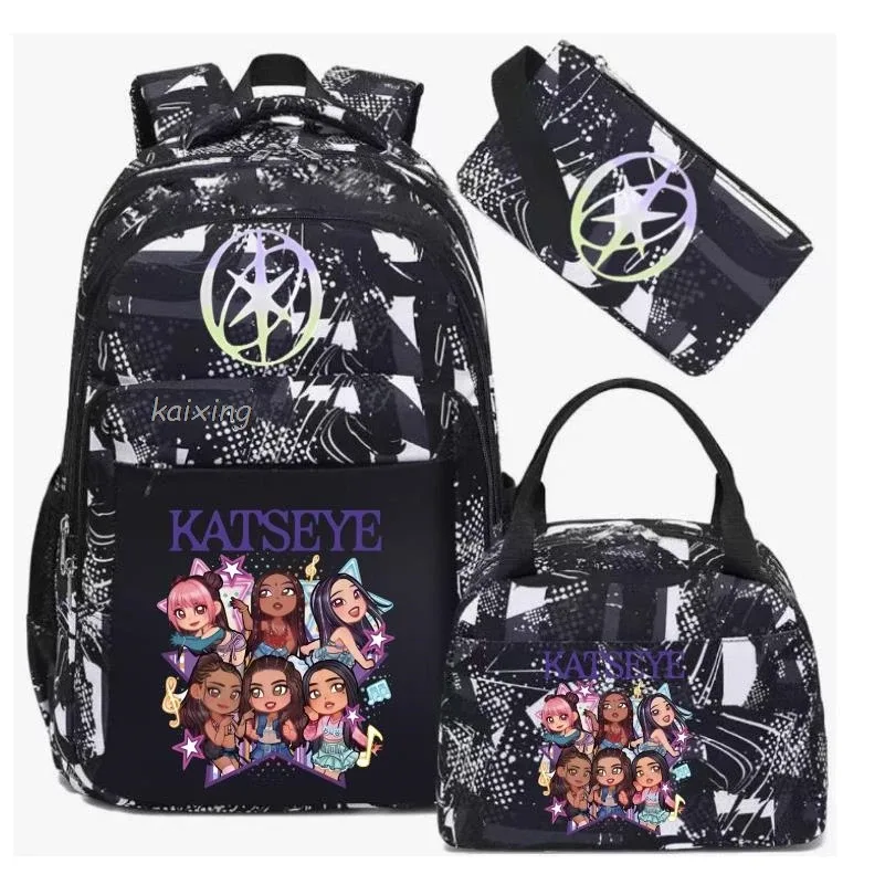 hot katseye drôle impression sacs à dos avec sacs à déjeuner multi-poches camouflage adolescents voyage sac à dos pour ordinateur portable femmes sac d'école mochila