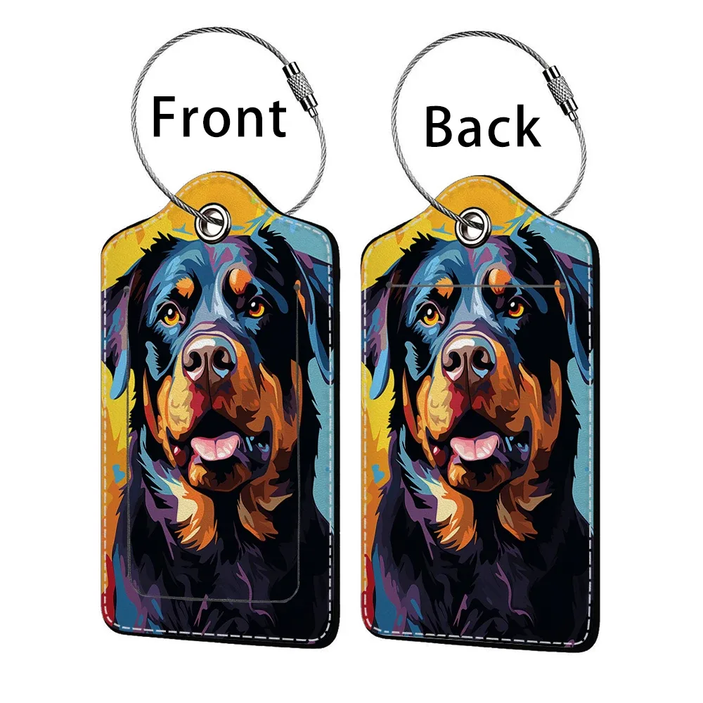 offre spéciale mignon chien en cuir affaires étiquette de bagage valise adresse étiquette bagages embarquement étui étiquette nom id adresse clip