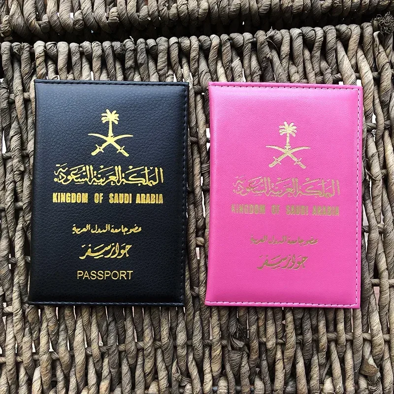 Organisateur Voyage Housse Passeport Personnalisée Noir Argent Arabie Saoudite Émirats Unis Cadeau Femmes Filles