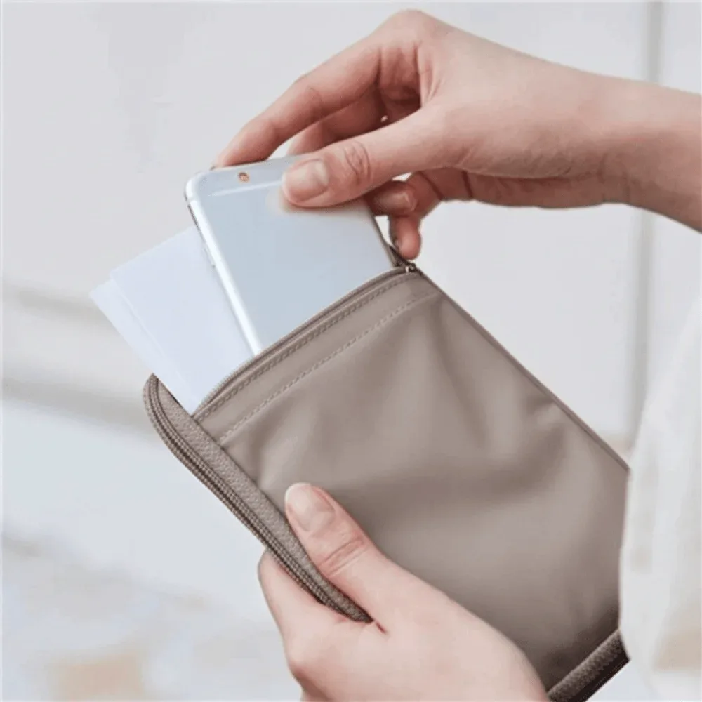 sac de passeport de couleur unie, en nylon, design multifonctionnel, portefeuille de voyage, résistant à l'eau, porte-passeport de style portable