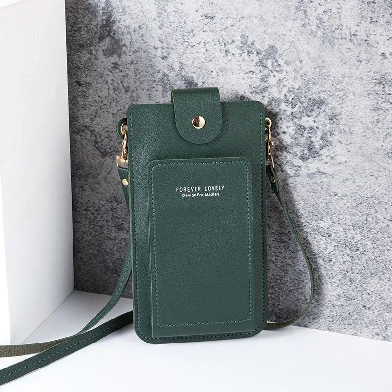 sac à bandoulière simple de couleur unie pour femmes, sac en bandoulière pour téléphone portable, portefeuille pour cartes de permis de conduire, nouvelle collection 2024