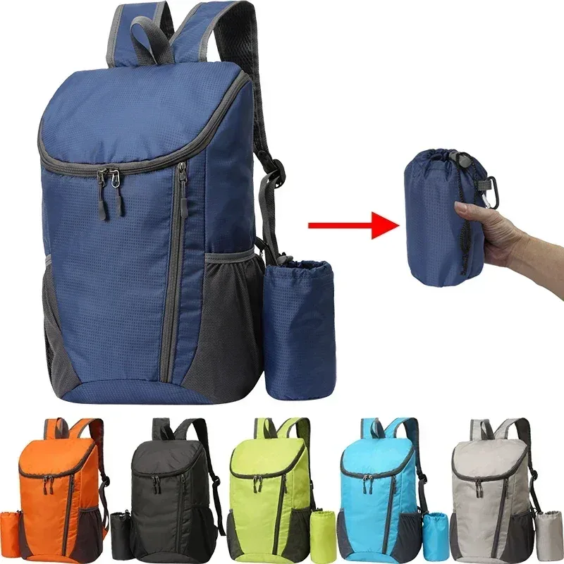 Sac Dos Oxford Université Bleu Bandes Gris Noires Motif Géométrique Poches Zippées Grande Poche Latérale Petit Sac Pliable Imperméable Sport Voyage