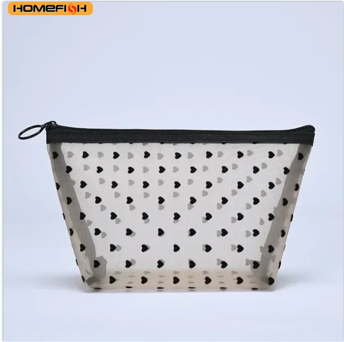 homefish trousse de toilette transparente en maille à motif cœur, pochette de rangement multifonctionnelle portable pour femmes, pour le rangement des rouges à lèvres