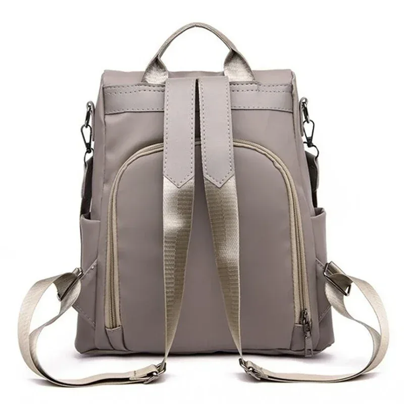 sac à dos multifonction pour femmes, sac d'école décontracté en nylon de couleur unie pour filles, sac à bandoulière de voyage à la mode avec sangle détachable
