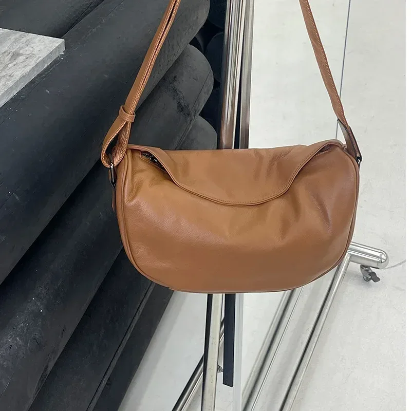 sac à main de luxe à bandoulière en cuir véritable de haute qualité pour femmes, sac à bandoulière de grande capacité, sac de selle rétro en cuir de vache à la mode