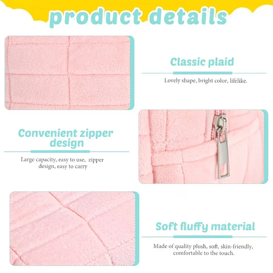 pochette polyester rose claro carreaux blancs zip voyage cosmétiques rangement multifonctionnement portable mignonne pinceaux maquillage femmes