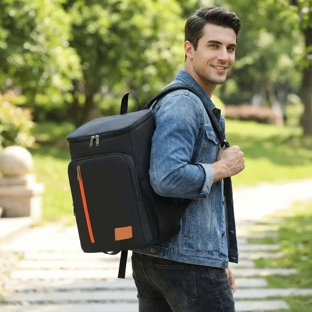 sac à dos isotherme double épaule, épais, portable, sac à lunch thermique, sac isotherme oxford tendance grande capacité