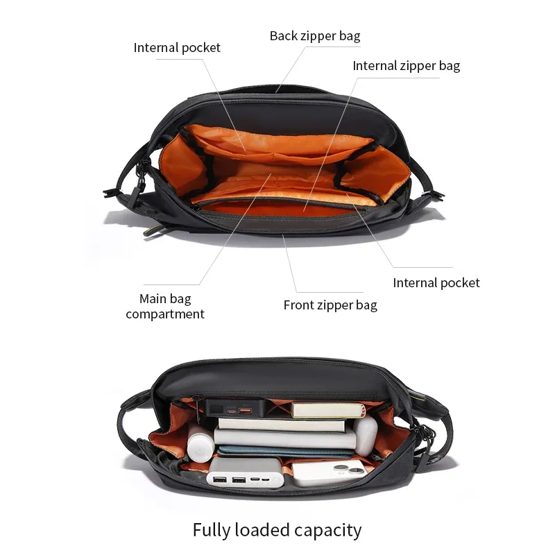 tangcool sac à bandoulière étanche pour hommes et femmes, sac banane antivol, sac de poitrine pour voyage, randonnée, cyclisme
