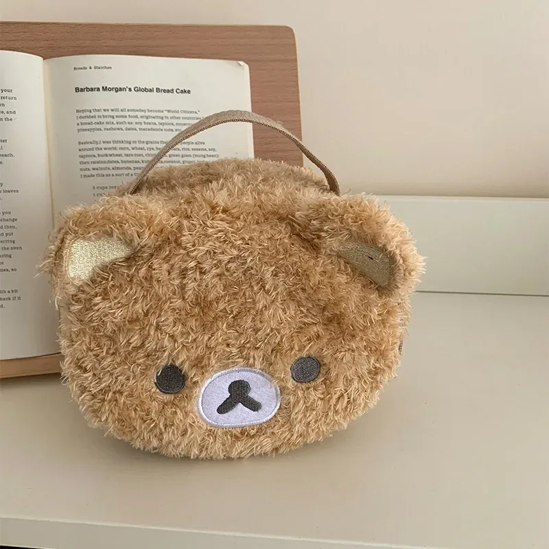 offre spéciale : trousse de maquillage en peluche ours anime relaxant – pochette organisateur de bijoux pour femme et fille, sac de rangement maquillage
