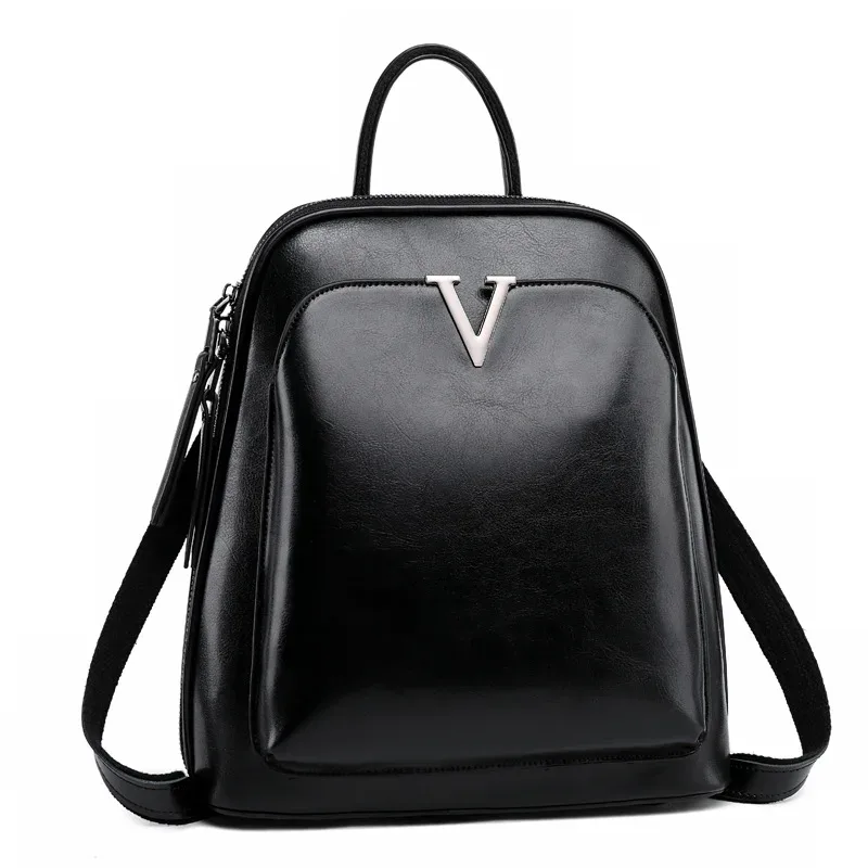 sac à dos en cuir véritable pour femme, sac à dos en cuir de vachette rétro, sac à dos pour femme, sacs à bandoulière initiés, sac à dos à l'huile, mode scolaire, avertir