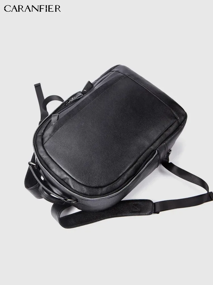 sac dos cuir véritable noir marron clair compartiment intérieur bandoulière détachable poches extérieures jacquard grande capacité usage voyage business casual vintage