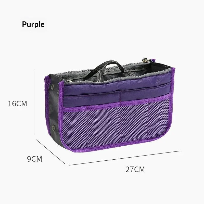sac de rangement multifonctionnel à double fermeture éclair, grande capacité, pour le rangement et la classification des articles de maquillage et de toilette