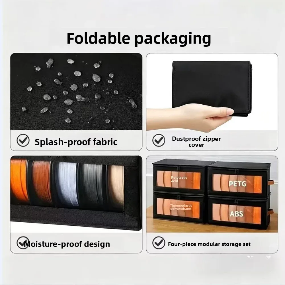 sac de rangement pour filament d'imprimante 3d, en tissu non tissé, avec fenêtre transparente, anti-poussière, résistant à l'humidité, organisateur pour atelier et maison