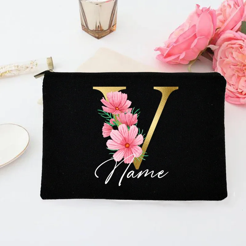 pochette de maquillage personnalisée avec initiales et nom, trousse de toilette de mariée, pochette de toilette monogramme, cadeaux de mariage pour demoiselle d'honneur