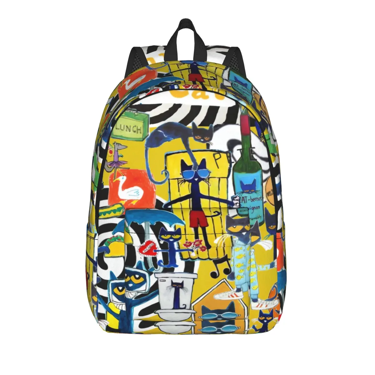 sac à dos pete le chat et ses chaussures blanches, sacs à dos d'entraînement unisexes en polyester, légers et élégants, sacs à dos pour lycée