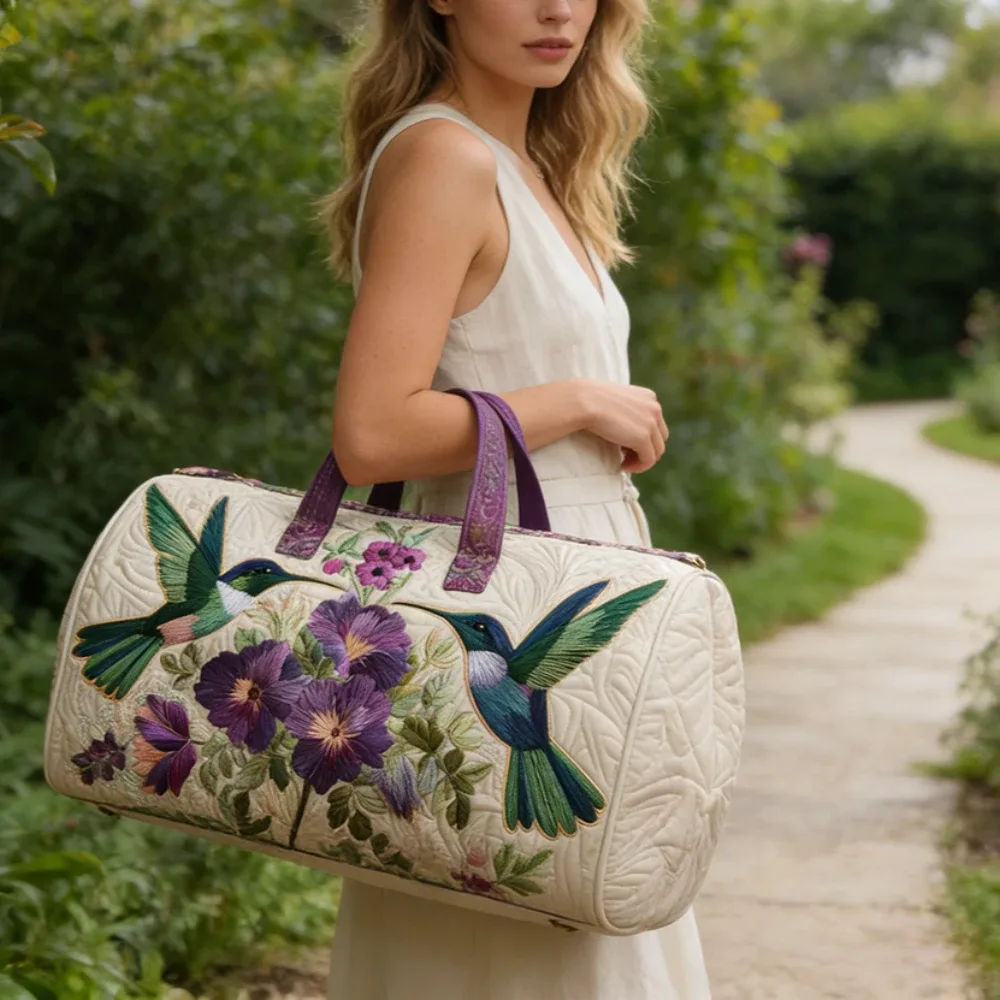 sac de voyage matelassé 3d vintage tendance, imprimé floral oiseau cardinal, sac de week-end, de sport ou de plage durable, sac fourre-tout pour femme