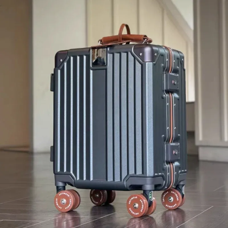 valise à roulettes légère de 14 pouces avec serrure tsa, cadre en aluminium, bagage à main, pas besoin de s'enregistrer à la compagnie aérienne