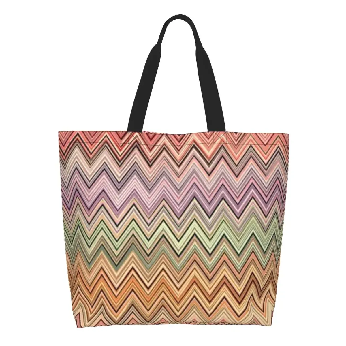 sac fourre-tout personnalisé coloré à motif zig-zag pour la maison, sac de courses en toile bohème géométrique à motif zig-zag, sac à bandoulière pour les courses