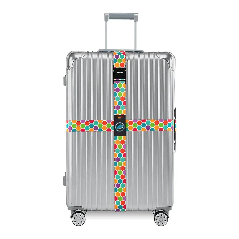 cadenas serrure tsa polyester géométrique multicolore hexagon carré sangles ajustables sac voyage ensemble huit