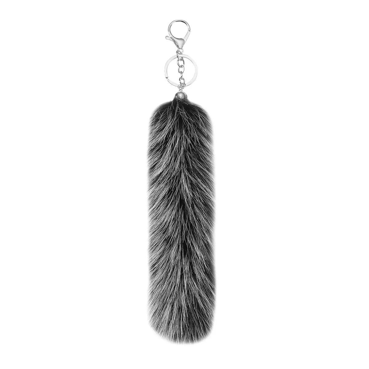 porte-clés queue de raton laveur en fausse fourrure, breloque de sac rayée et moelleuse pour femmes et filles, accessoire pendentif pour sac à dos et sac à main style y2k punk