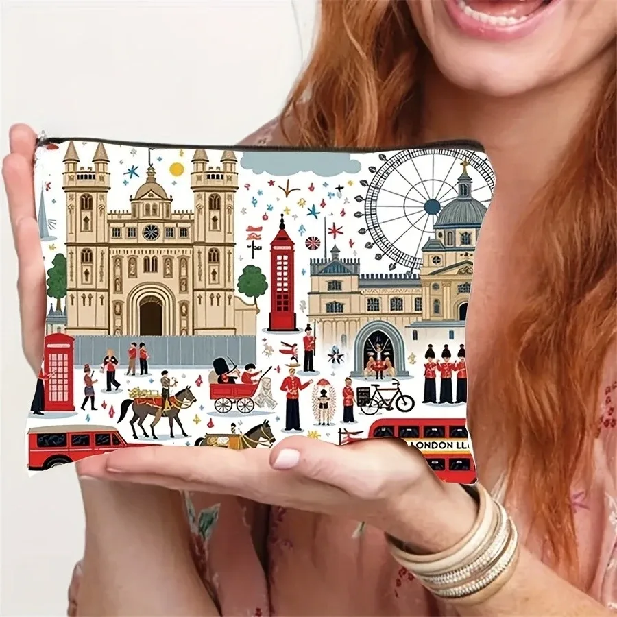 london trousse de maquillage de voyage avec fermeture éclair – trousse de maquillage légère avec logo et organisateur de toilette pour femme – conception florale vibrante