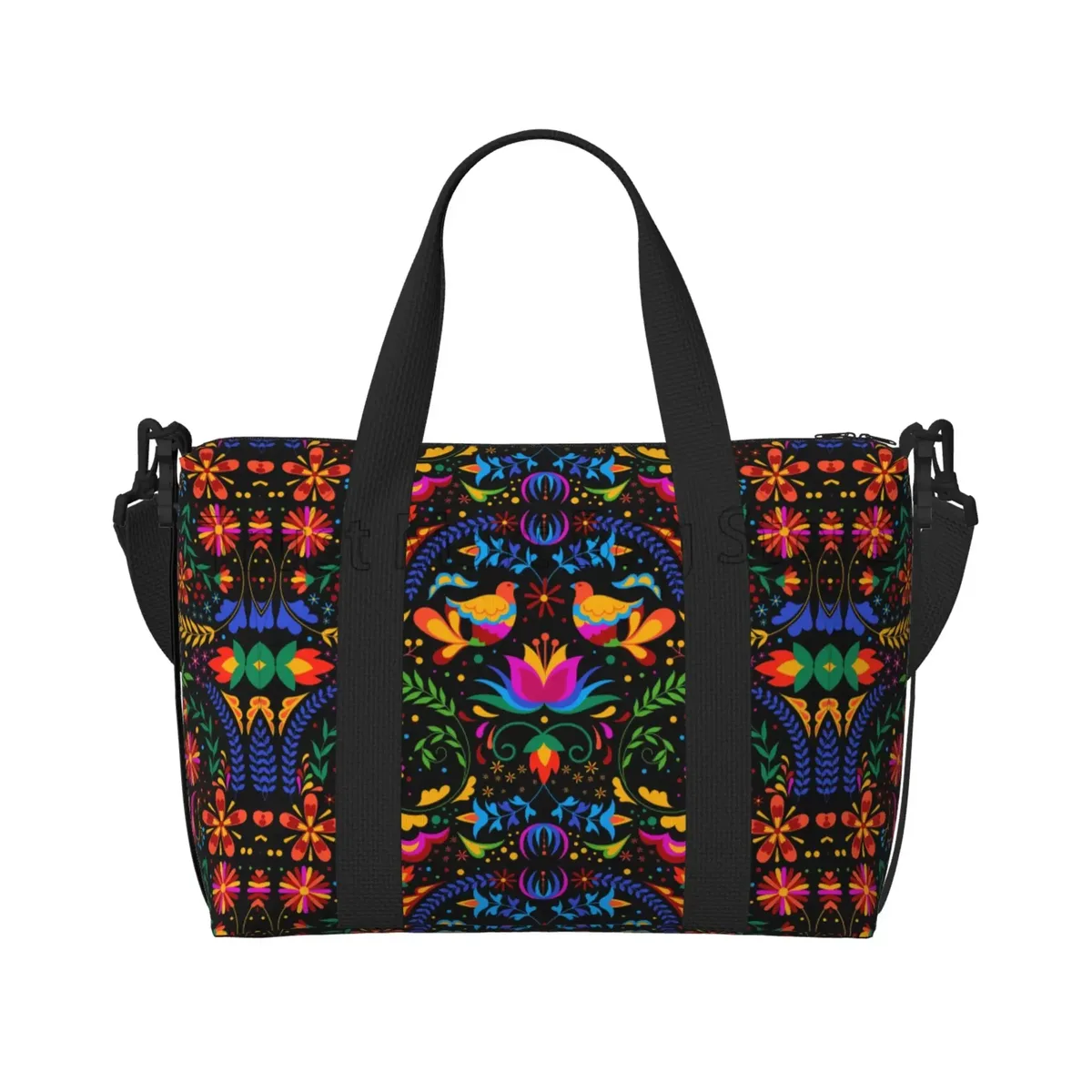 sac de voyage léger avec fleurs mexicaines, sacs de nuit pour week-end, fourre-tout boho art floral pour sport, gymnastique, yoga