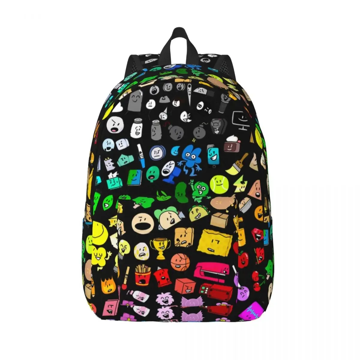 sac dos polyester noir motif battle for dream island poignée supérieure bandes épaules poches avant lateral usage voyage