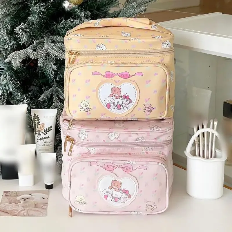 sac de maquillage princesse mignon, sac de rangement portable pour sortir, fourre-tout carré de grande capacité pour les voyages d'affaires, nouvelle collection 2025