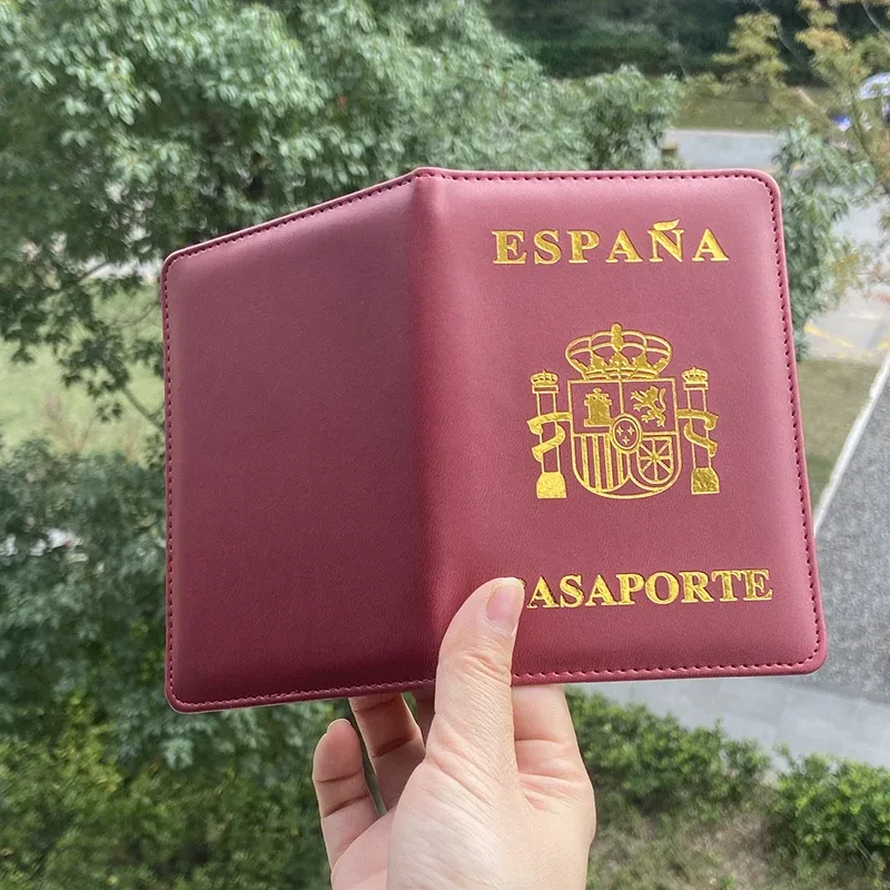 couverture de passeport espagnol, portefeuille de voyage, étui en cuir pu, porte-documents de voyage, couvertures de haute qualité pour passeports
