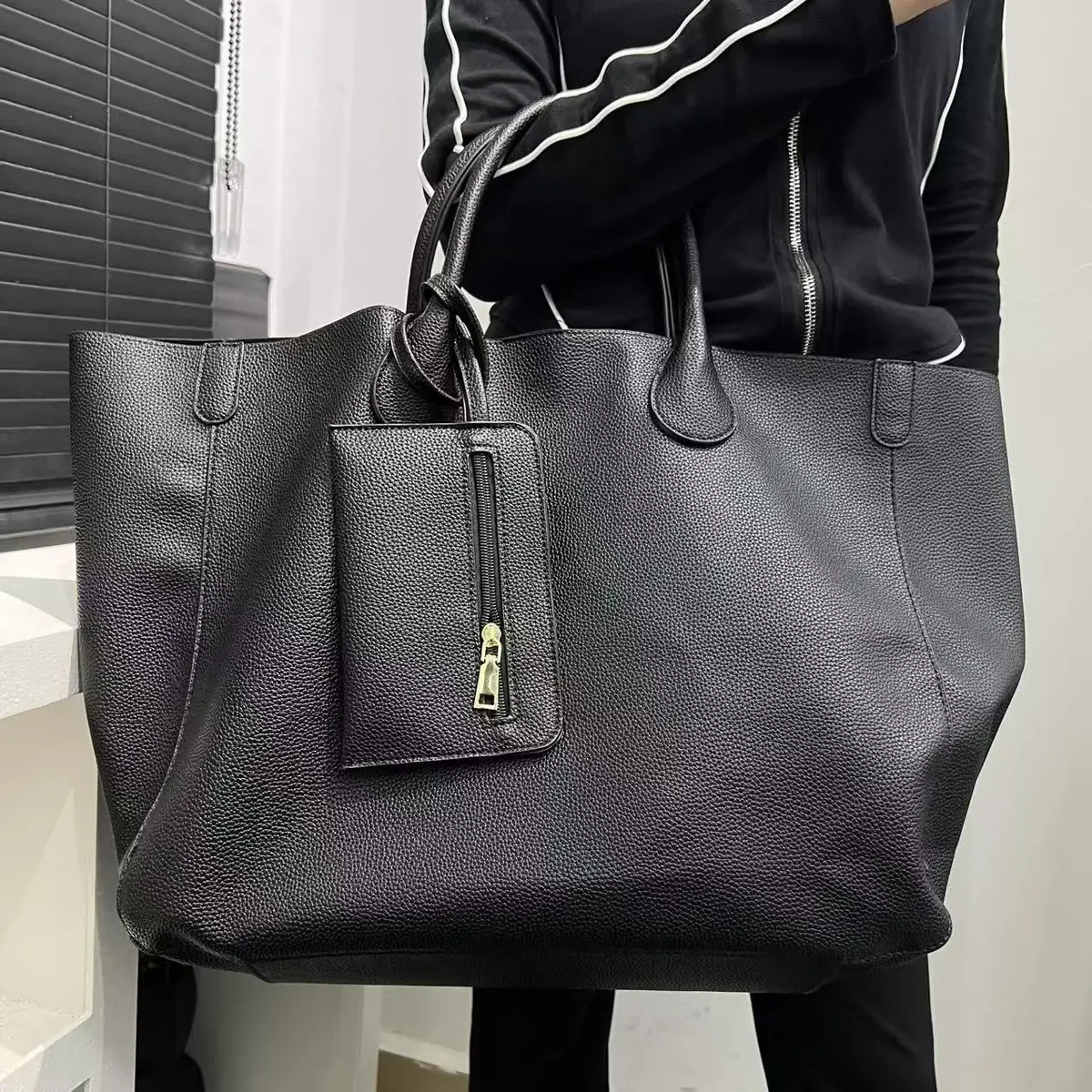 sac à main surdimensionné en cuir végétalien pour femme, sac de shopping de grande capacité, simple et polyvalent