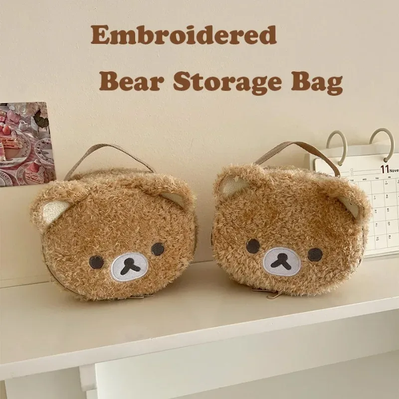 grande trousse de maquillage grande capacité, motif ours anime relaxant, étui cosmétique pour femmes, pochette de rangement pour bijoux, organisateur pour filles, sac à main, cadeau