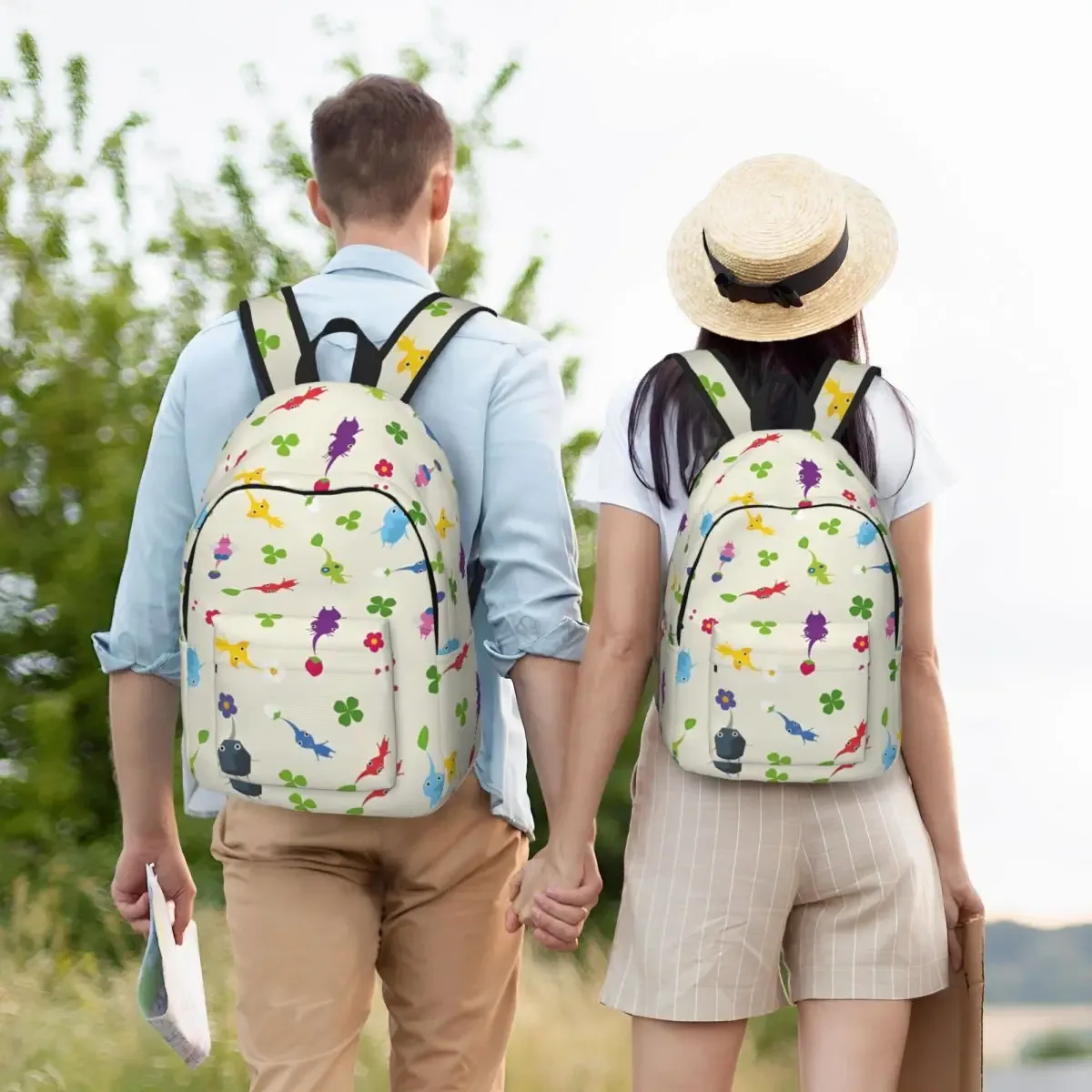 pikmins famille mignon amusant sac à dos décontracté cadeau lycée travail jeu anime sac à dos pour hommes femmes ordinateur portable sac à bandoulière