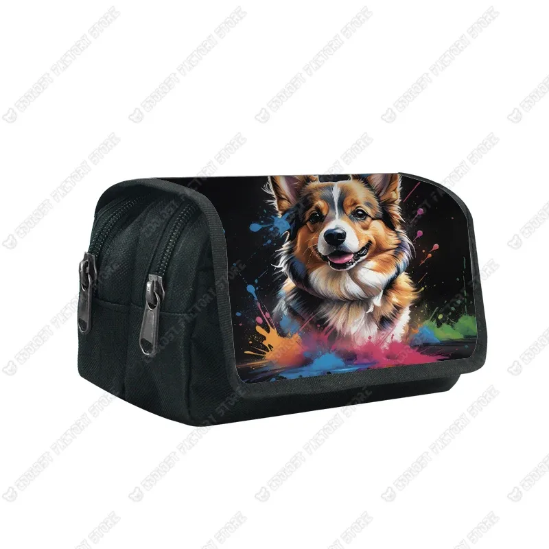 trousse à cosmétiques motif chien d'interconnexion, papeterie de maquillage, troupeau de contribuables allemands, chiots shih tzu, sac à crayons, porte-pinceaux