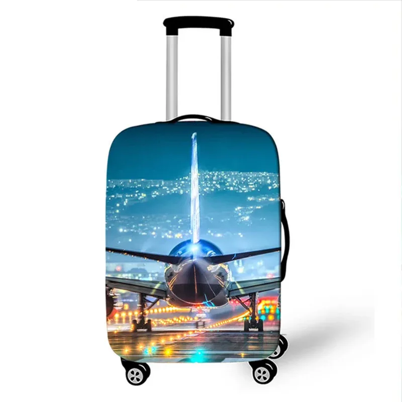 juste de valise de voyage 3d en tissu élastique, housse de protection pour bagages, housse épaisse pour valise à roulettes, accessoire de voyage, avion, 18-32 pouces