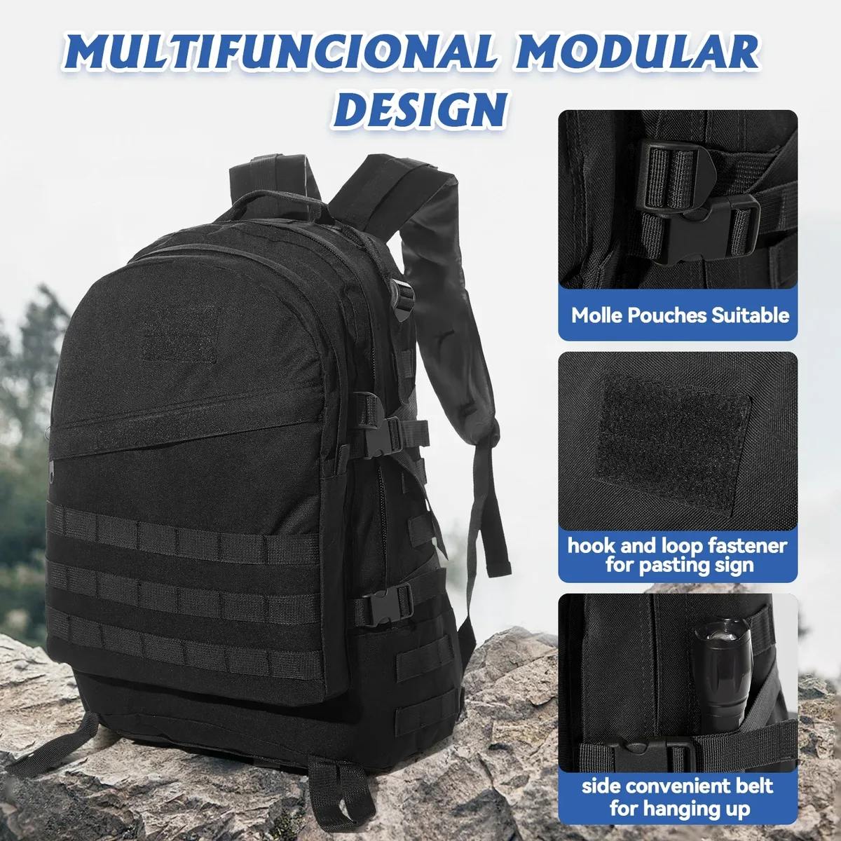 40l sacs à dos tactiques militaires molle armée assaut pack sacs à dos imperméables avec patch 3 jours bug out sac randonnée trekking sac à dos