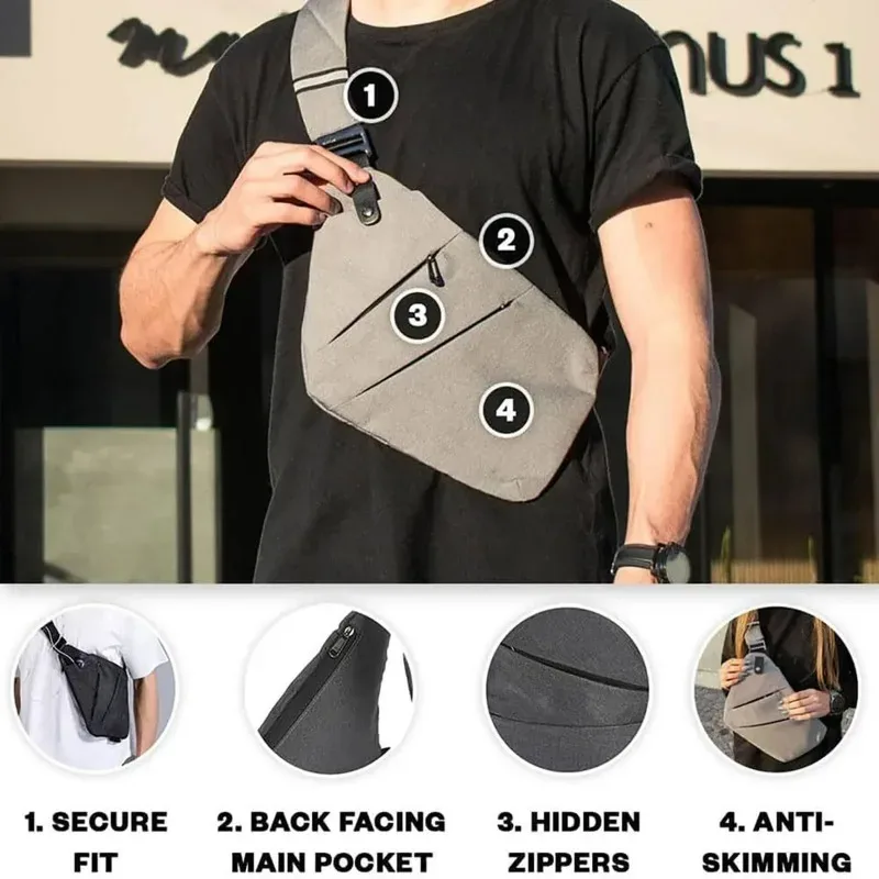 sacs de poitrine multifonctions antivol, sacs bandoulière pour hommes, sacs messager imperméables, sac banane