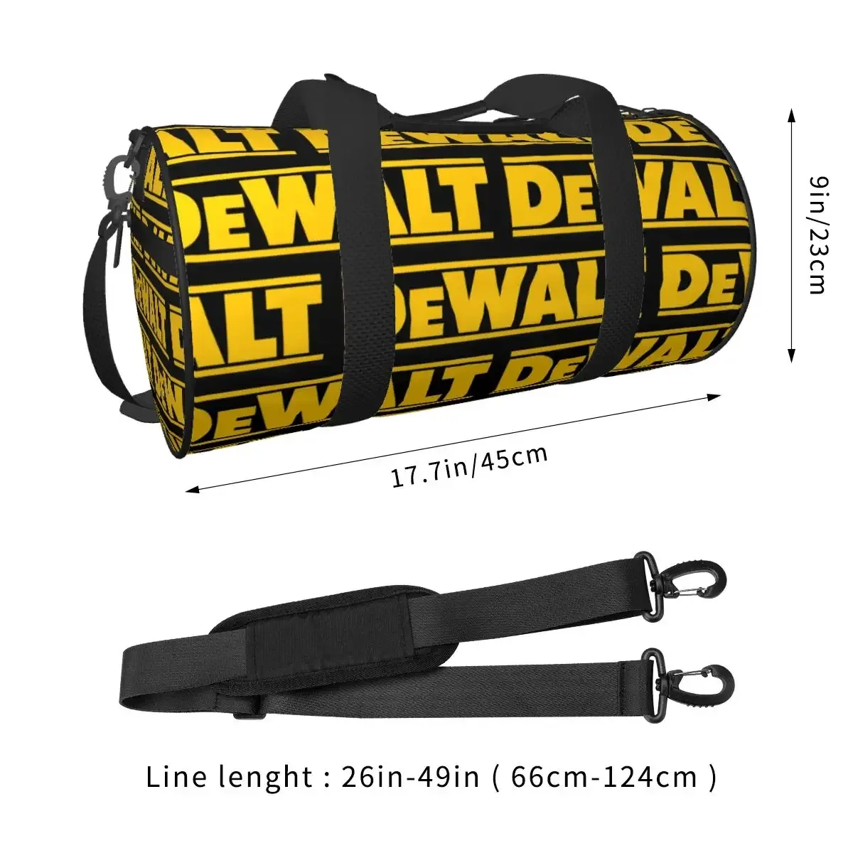 sac voyage polychonne polyester noir motif dewalt poignée amovible bandoulière ajustable grande capacite sport week end