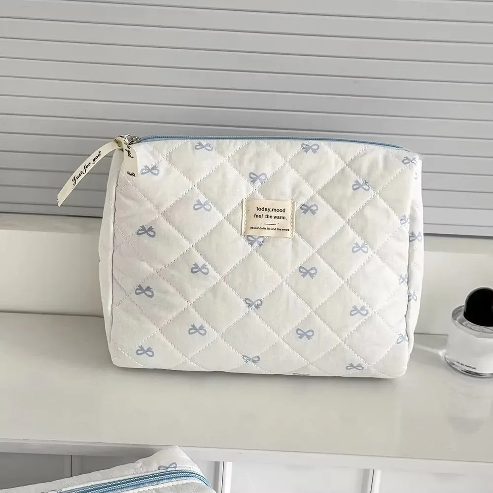 sac à cosmétiques portable bleu pour femme, pochette de voyage, trousse de maquillage grande capacité, trousse à crayons à fermeture éclair, sac de rangement, cadeaux