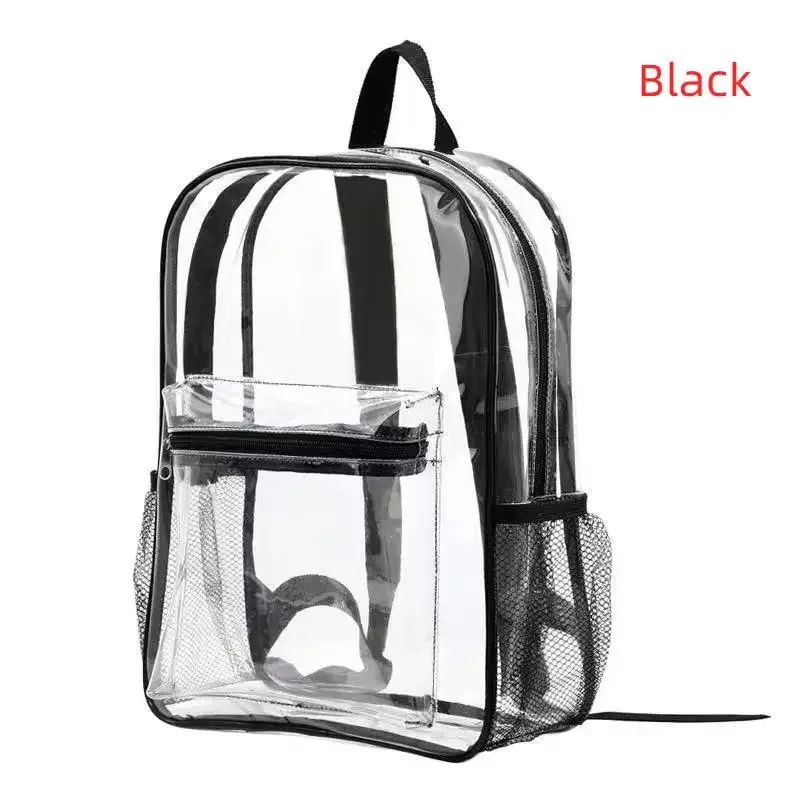 1 sac à dos transparent en pvc imperméable, avec sangles réglables, fermetures éclair doubles durables, idéal pour les stades de baseball, léger et transparent.