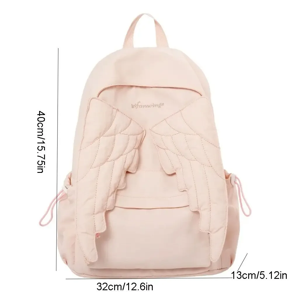 sac à dos y2k jk en nylon couleur unie avec ailes, style universitaire lolita, pour étudiants, sac d'école et de voyage