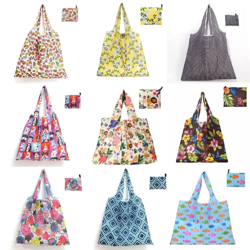 sac de shopping pliable de grande capacité, léger, lavable, sac fourre-tout recyclable, sac de rangement portable, respectueux de l'environnement