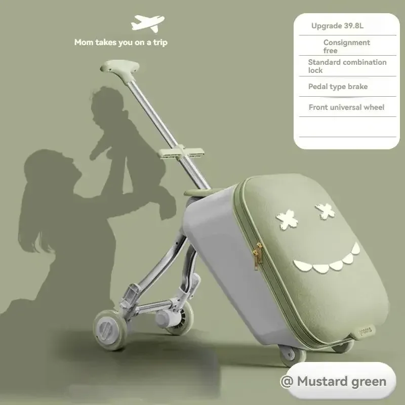 valise à roulettes de voyage pour enfants montable sur avion avec roulettes, bagages, promenade et marche, valise pour bébé, poussette pliante