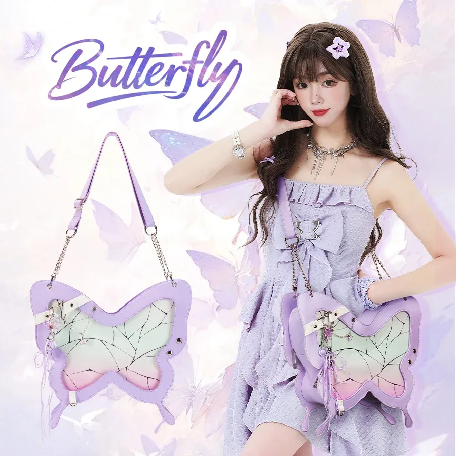 sac bandoulière transparent tendance y2k pour femme, style lolita, avec poche transparente, sac à main mignon pour affichage diy