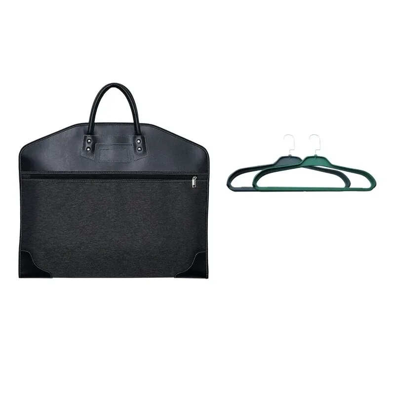 Sac à vêtements de costume en cuir pour voyage, housse étanche et anti-poussière, porte-costume d'affaires léger et pliable pour les voyages aériens