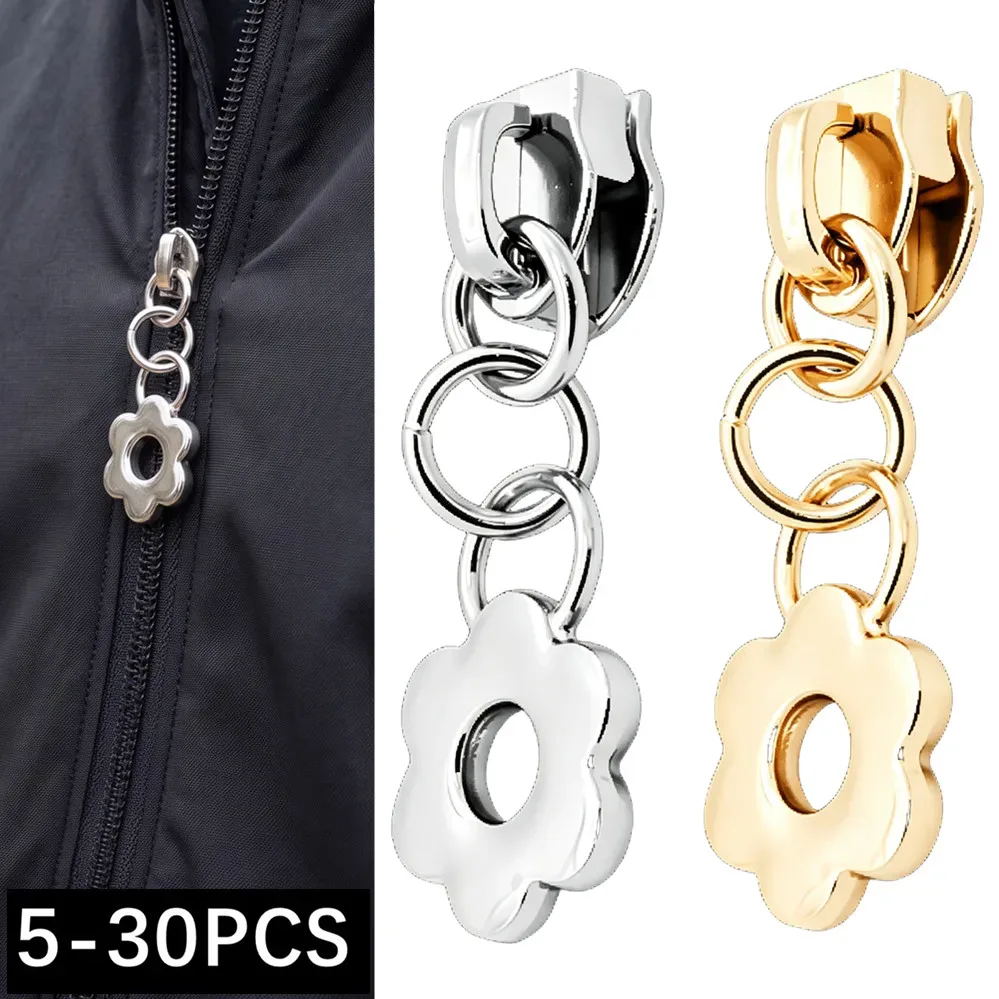5-30pcs 3 # 5 # tirette de fermeture éclair métallique pour bandes de fermeture éclair en nylon, poches de sacs, têtes de fermeture éclair, kits de réparation de fermetures éclair pour vestes et sacs à main, accessoires