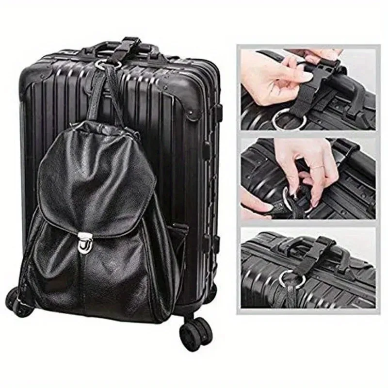 sangle de bagage noire polyvalente, pince antivol durable avec clip pour sac à main, fermeture à boucle, idéale pour les voyages et l'utilisation quotidienne.