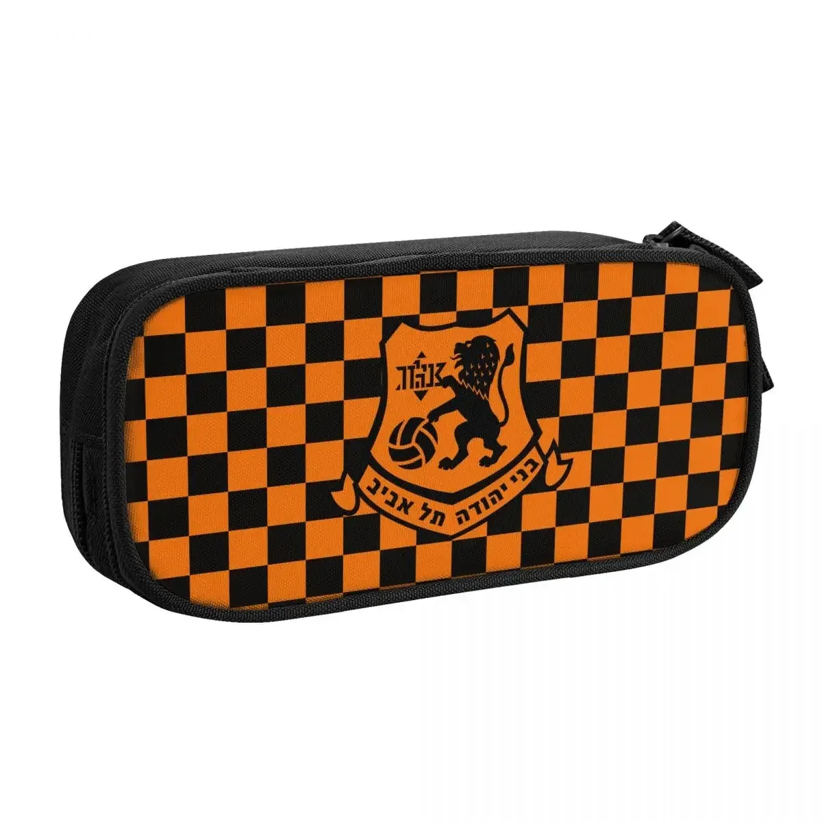 pochette rangement polyester motif lion lettre hébraïque orange noire voyage fournitures scolaires cosmétiques organise stockage grande capacité multiusage