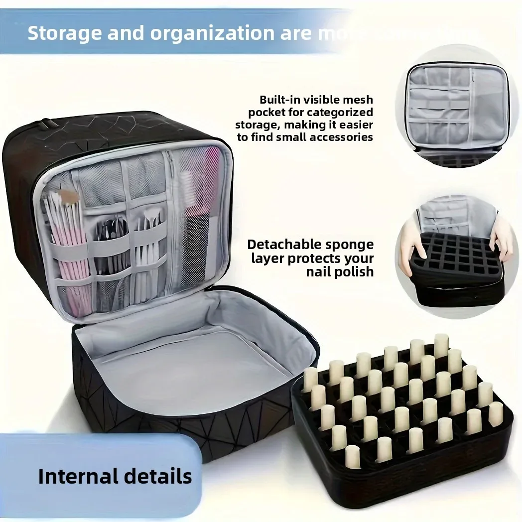 Sac cosmétique grande capacité transfrontalier, sac portable haut de gamme en PVC pour femme, sac de rangement pour vernis à ongles, sac fourre-tout pour manucure, sac