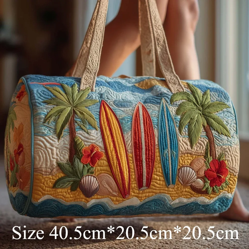 sac de plage matelassé 3d pour hommes et femmes, imprimé en relief y2k, coquillage, palmier, sac de voyage, sac de plage d'été